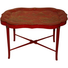 Chinoiserie Lacquered Tole Tray Table 11