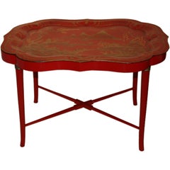 Retro Chinoiserie Lacquered Tole Tray Table