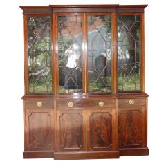 Antique Georgian Style Mahogany Breakfront Bookcase Cabinet by Maple & Co.