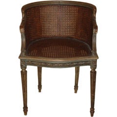 Antique Louis XVI Style Beechwood and Cane Boudoir Chair