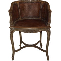 Antique Louis XV Style Cane and Beechwood Boudoir Chair
