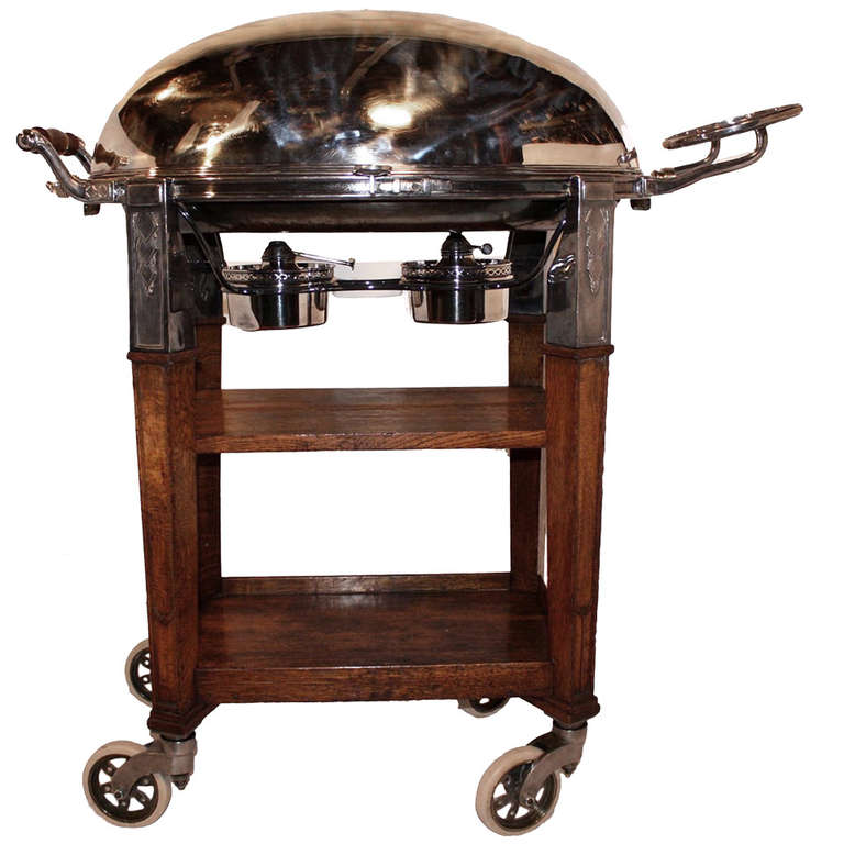Art Deco Gourmet Wood and SilverPlate Meat Carving Trolley at 1stdibs