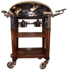 Art Deco Gourmet Wood and Silver-Plate Meat Carving Trolley