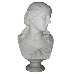 Antique Copeland Parianware Bust of Young Lady