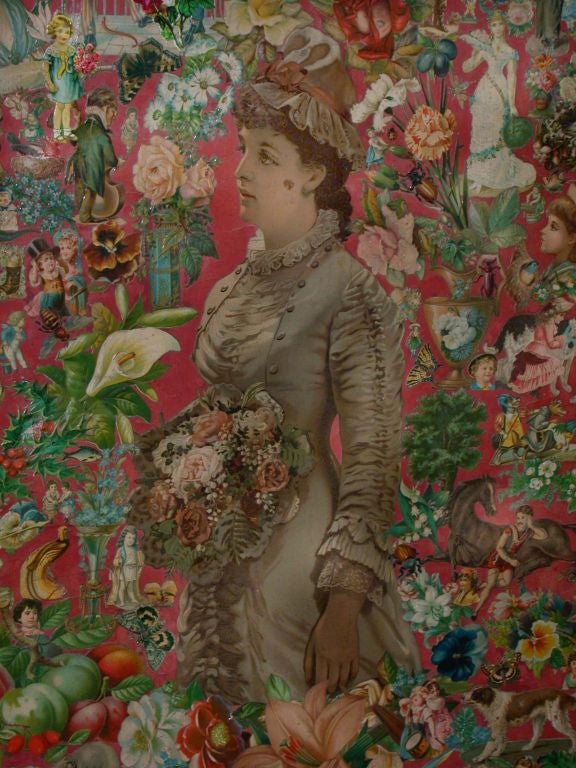 Victorian Découpage ThreePanel Screen at 1stdibs