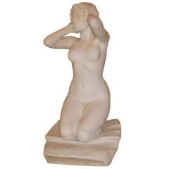 Marble Statue of Kneeling Nude by Constantino Barbella 3