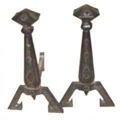 Antique Pair of Bradley & Hubbard Cast Iron Andirons