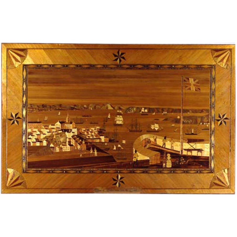 Pair of Marquetry Straw Work  Panels