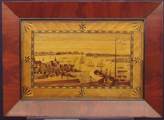 Canadian Pair of Marquetry Straw Work  Panels