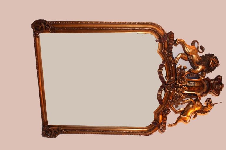 Hand Carved Commemorative Royal Coat of Arms  Mirror