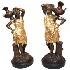 Pair of Bronze Water Bearers