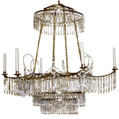 Antique Baltic  Bronze and Crystal  Six Light Chandelier