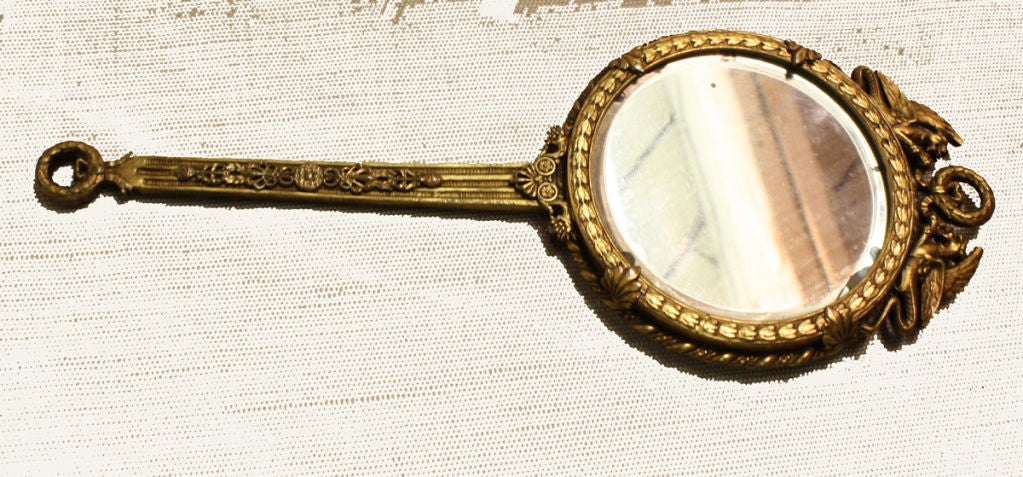French Louis XVI  Style Gilt Bronze  Vanity Jewelry Box & Mirror