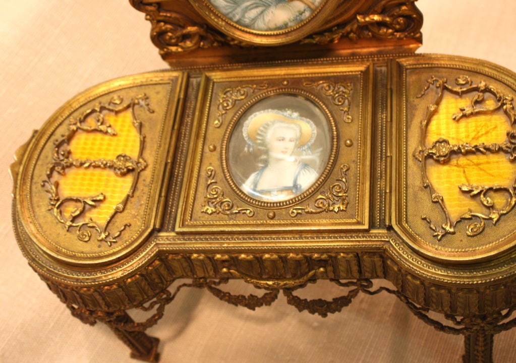 Louis XVI  Style Gilt Bronze  Vanity Jewelry Box & Mirror 1