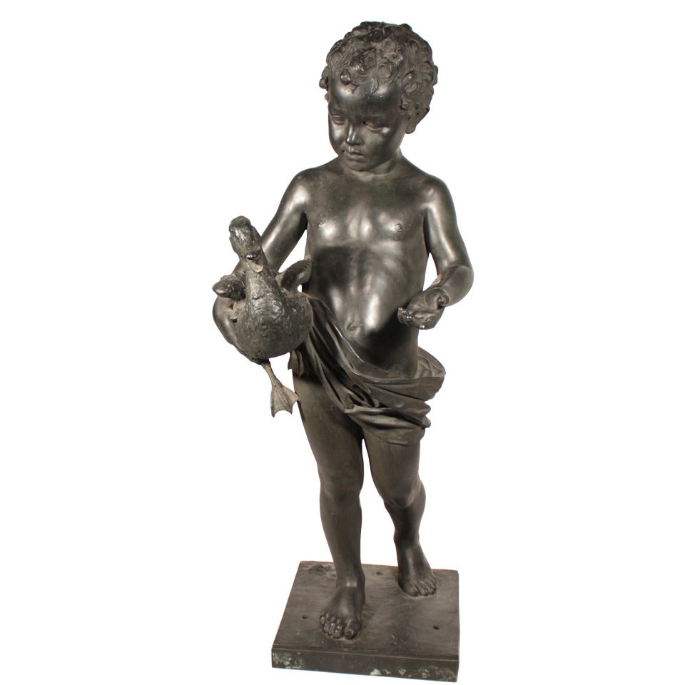  Italienischer, figuraler Brunnenkopf aus Bronze im Angebot