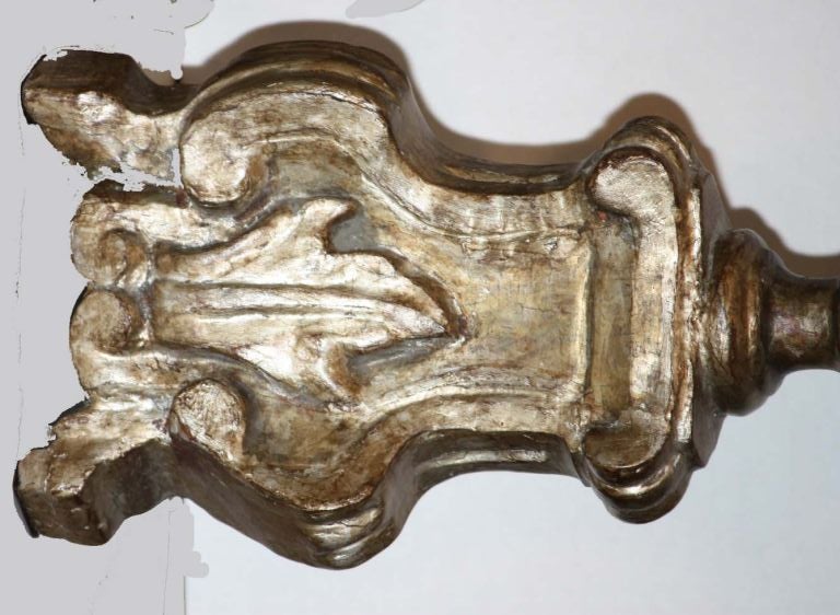 Pair of Silver-Gilt  Wood Pricket Candlesticks