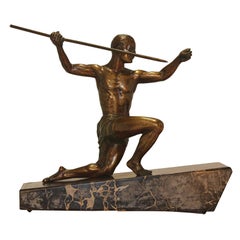 Vintage Art Deco Bronze of Javelin Thrower by Henri Molins