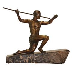 Bronze Art Déco d'un lanceur de javelot par Henri Molins