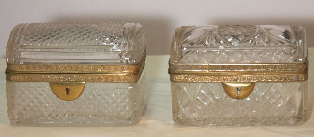 Cut Crystal and Gilt Bronze Dresser Boxes