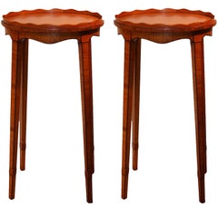 Pair of Hepplewhite Revival Satinwood Urn Stands