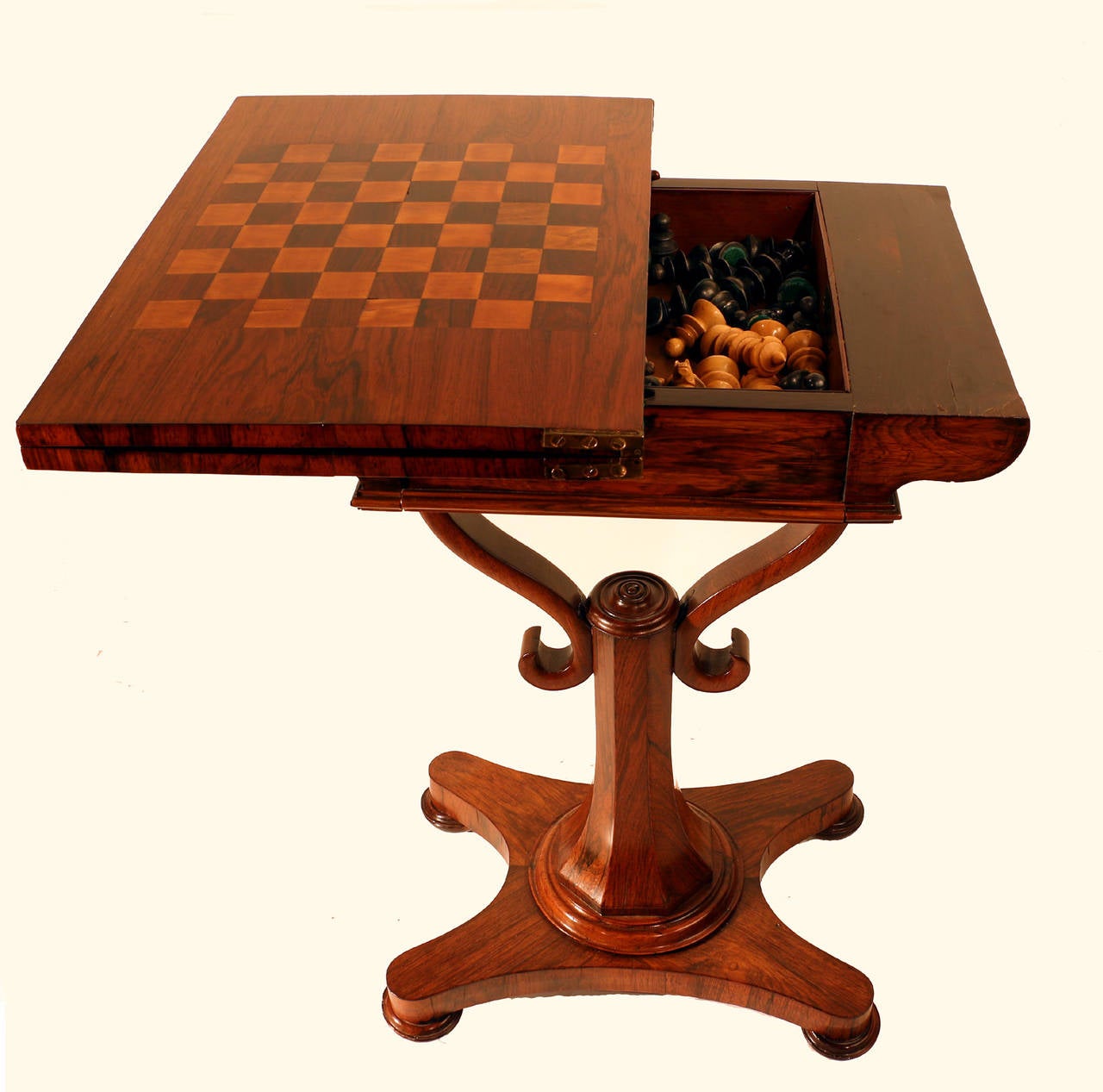 William IV Rosewood Fold-over Chess ond Games Table 1