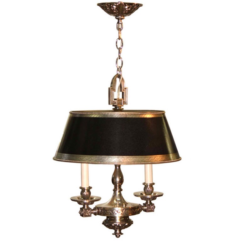Silvered Bronze Hanging Bouillotte Lamp
