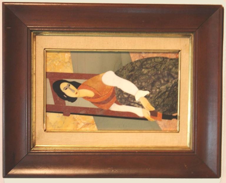 Plaque de Pietra Dura  Portrait de Modigliani