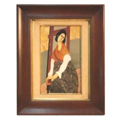 Pietra Dura Plaque of  Modigliani Portrait