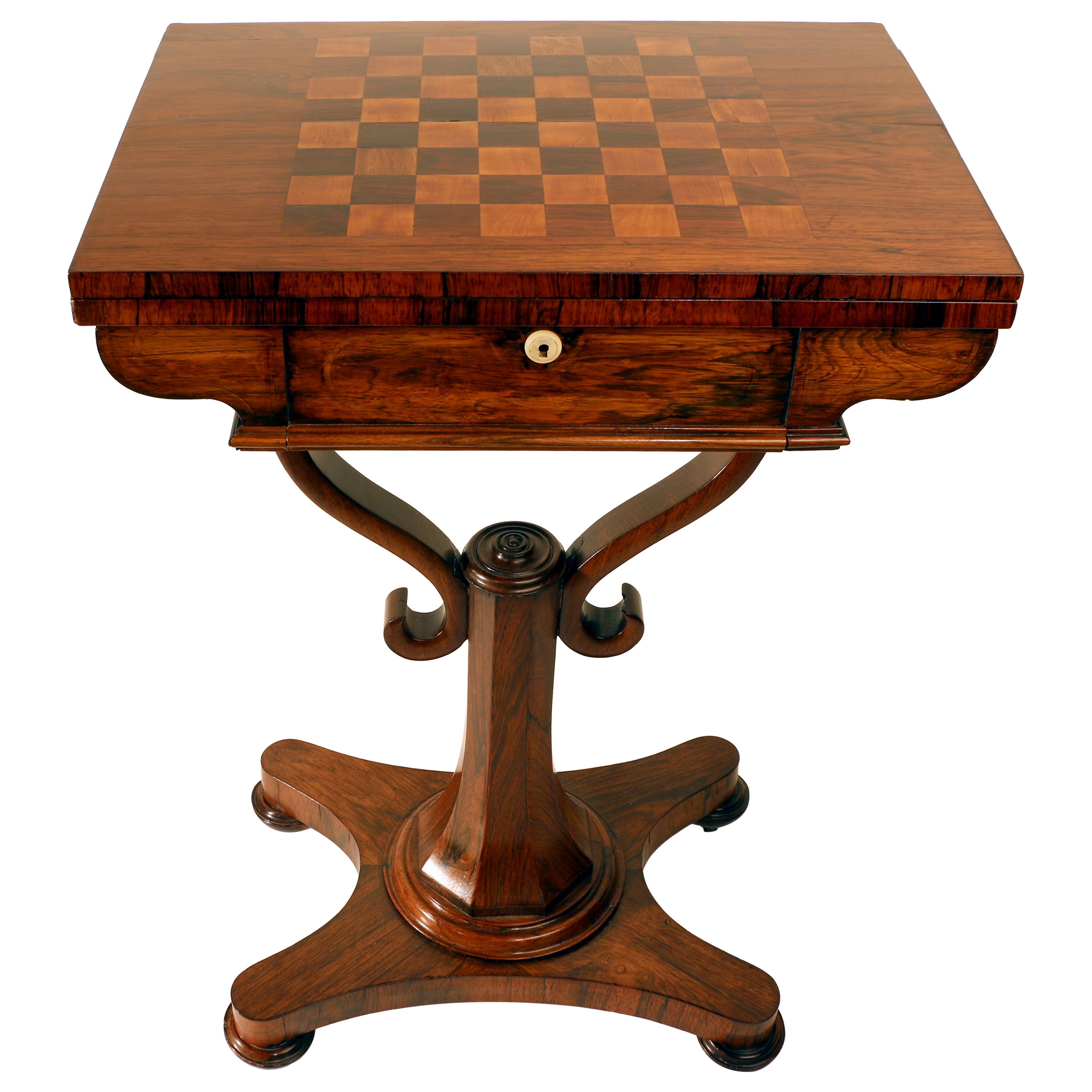 William IV Rosewood Fold-over Chess ond Games Table