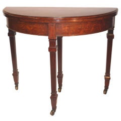 William IV Figural Walnut Demilune Games Table 5