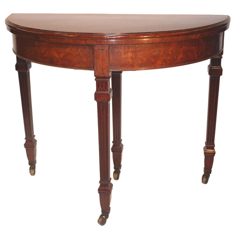 William IV Figural Walnut Demilune Games Table For Sale