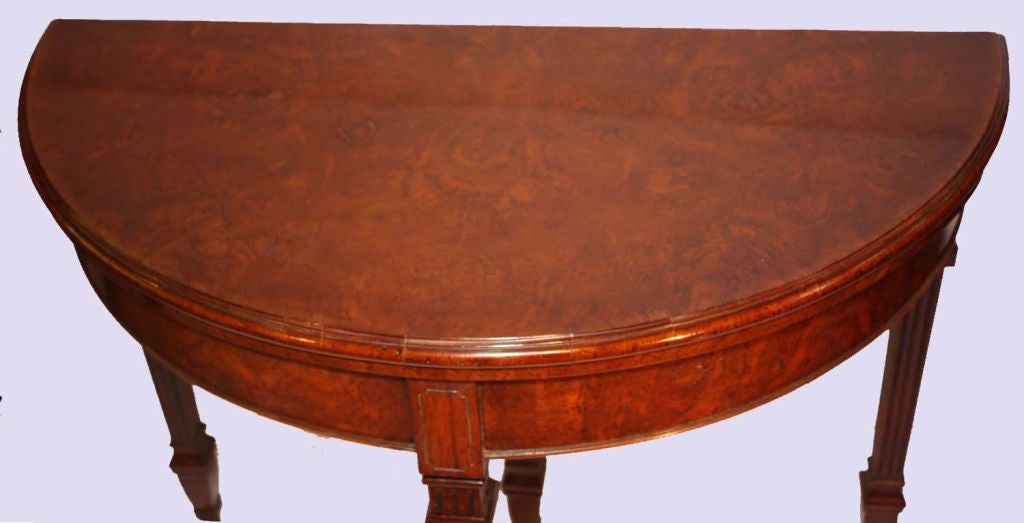 William IV Figural Walnut Demilune Games Table In Good Condition For Sale In Montreal, QC