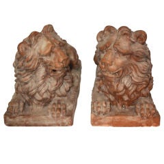 Pair of Terra Cotta Lions