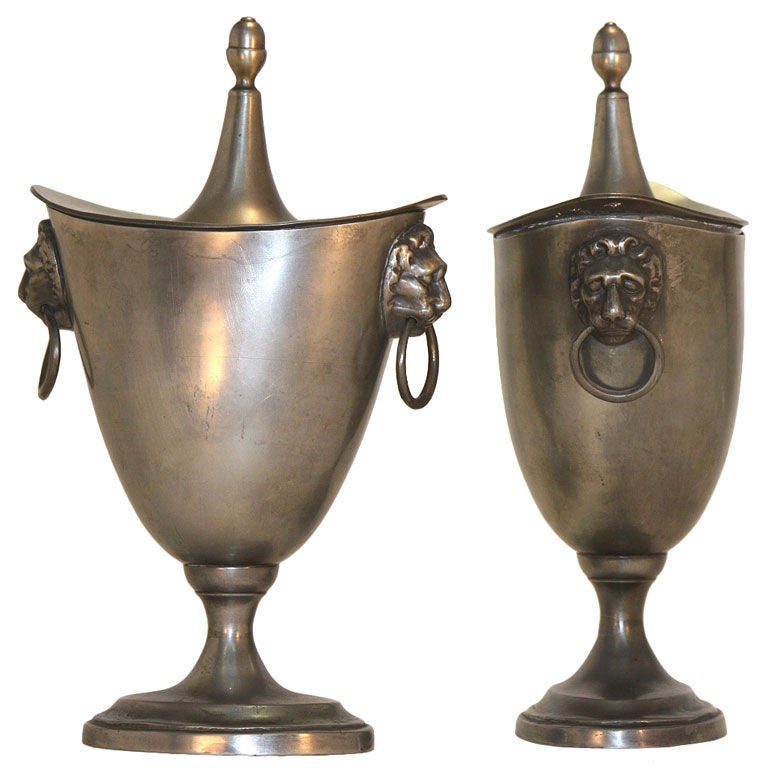 Pair of Pewter Chestnut Urns