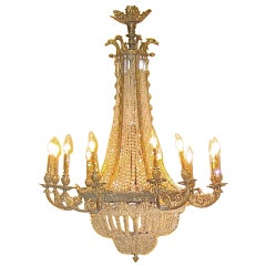 Antique Louis XVI Style Bronze and Crystal Chandelier ,  