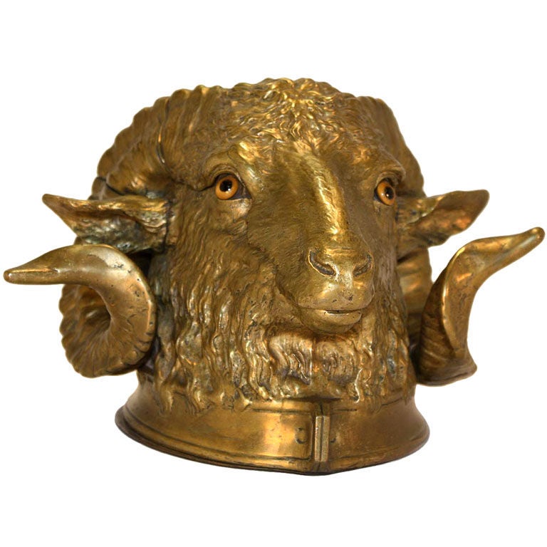 Portachiavi Uomo Donna Con Testa Di Ariete Capricorno In Metallo Bronzo, Design H-Customs - 4