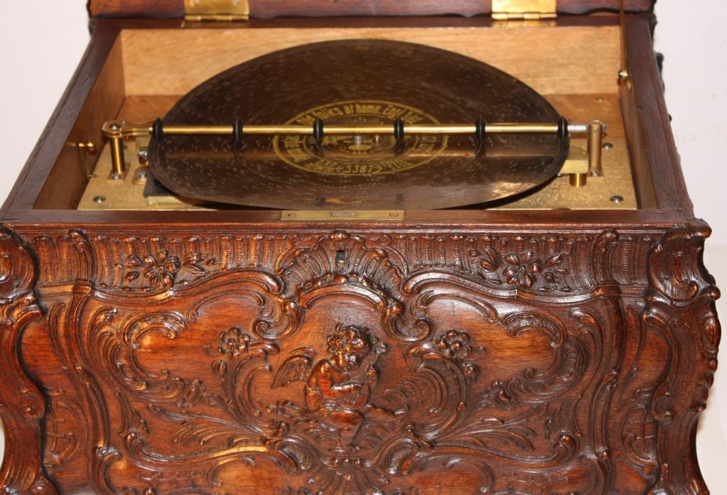 19th Century Symphonion Rococo Music Box and 24 Discs