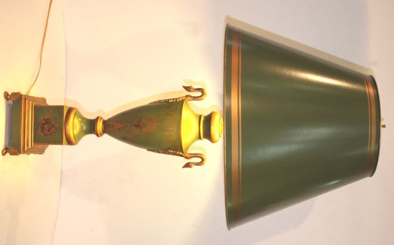 Pair of Empire Style Painted Tôle Table Lamps