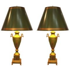 Pair of Empire Style Painted Tôle Table Lamps