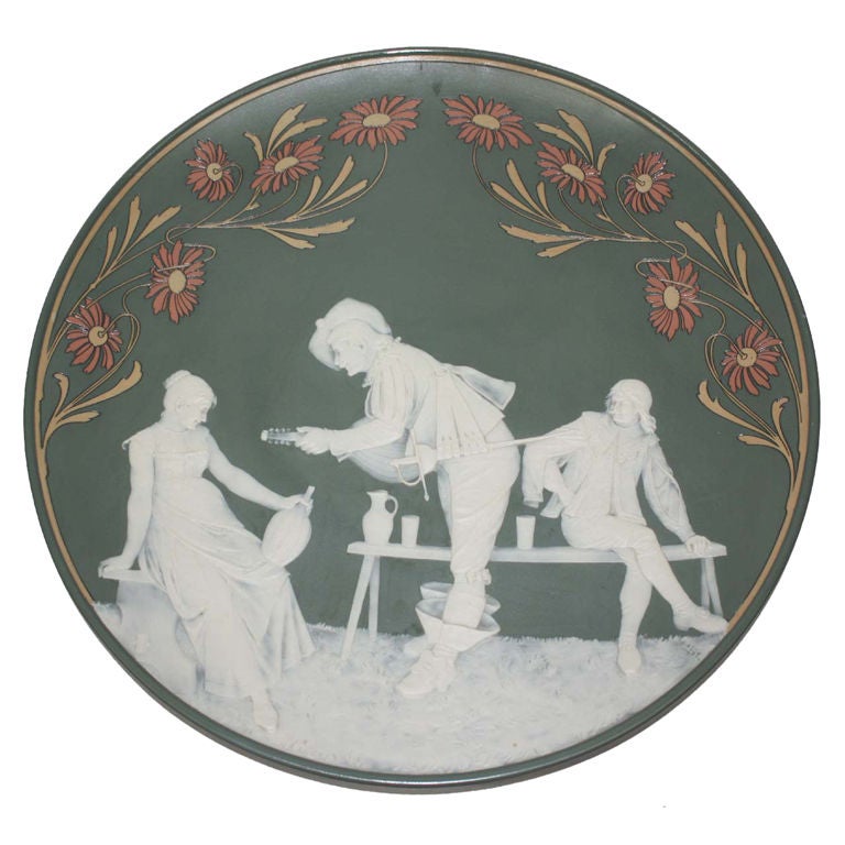 Mettlach Stoneware Cameo Charger For Sale