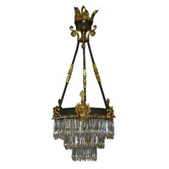 Napoleon III Bronze and Crystal Waterfall Gasolier