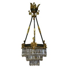 Napoleon III Bronze and Crystal Waterfall Gasolier