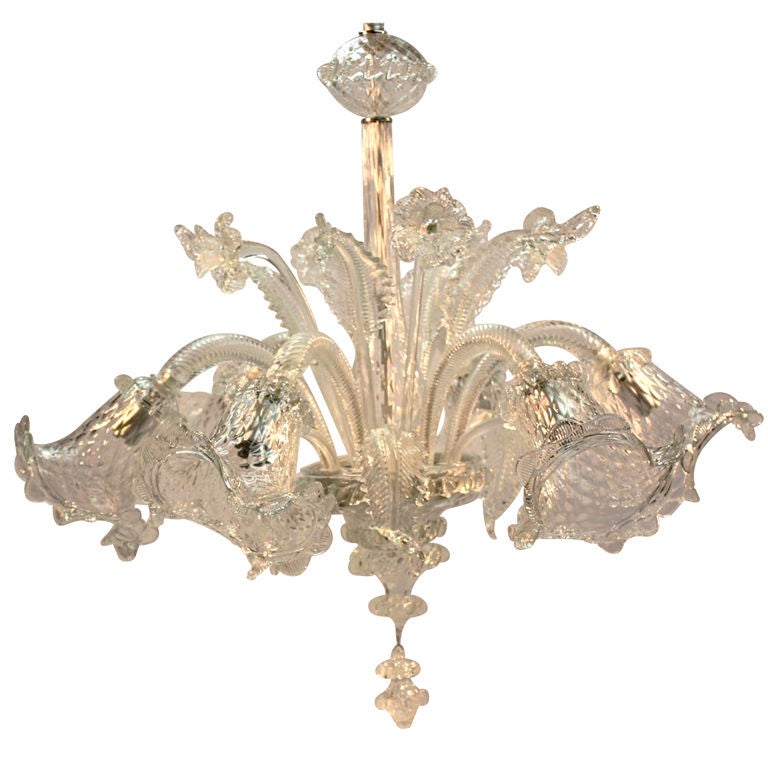 Murano Glass Six Light Floral Chandelier