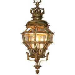 Louis XIV Style Gilt Bronze and Beveled Glass Versailles Lantern 3