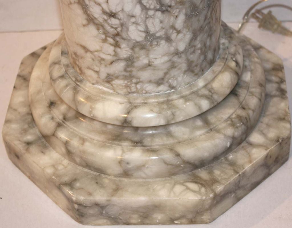 Italian Pair of Marble Pedestals as Lamps