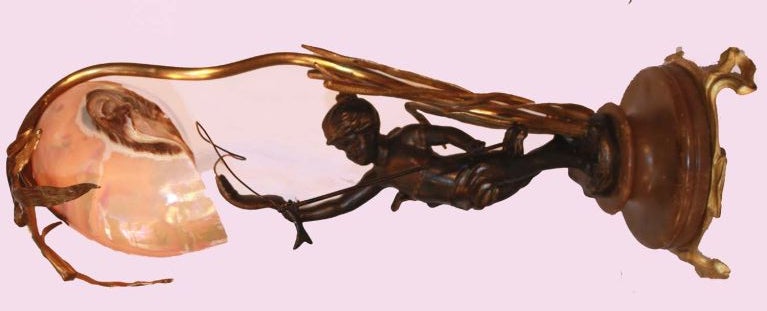 Art Nouveau Veilleuse Formed as Fisher Girl
