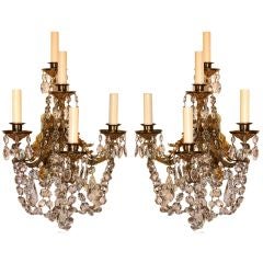 Pair of Victorian Crystal and Gilt Bronze Wall Sconces 8
