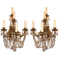 Pair of Victorian Crystal and Gilt Bronze Wall Sconces