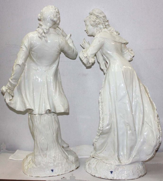 19th Century Pair of Continental Porcelain Blanc de Chine Figures