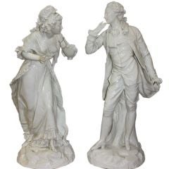 Paire de figurines Blanc de Chine en porcelaine continentale